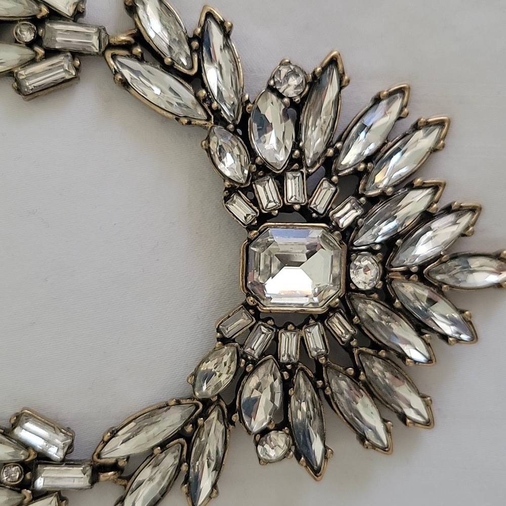 Banana Republic Gold And Clear Stone Maximallist Chunky Statement Necklace